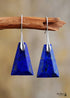 Boho Earrings, Dangle Earrings, Blue and Green Trapezoid